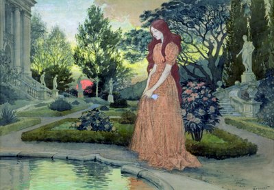 Young Girl in a Garden by Eugene Grasset